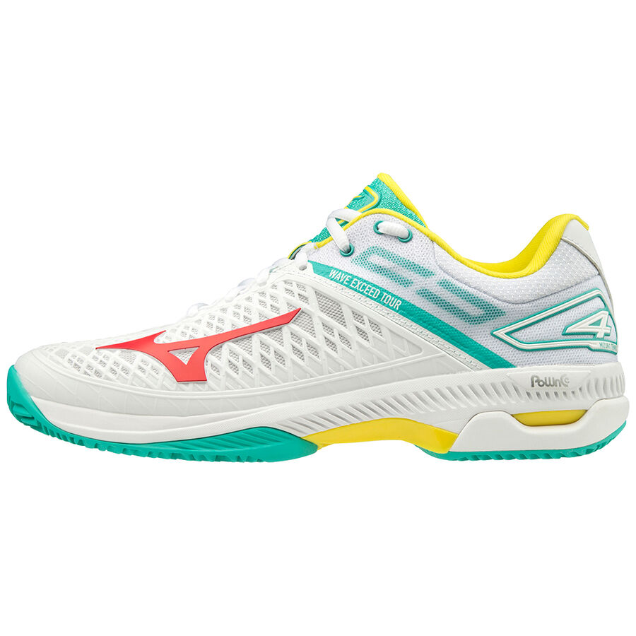 Pánské Tenisové Boty Mizuno Wave Exceed Tour 4 CC Bílé/Zelene